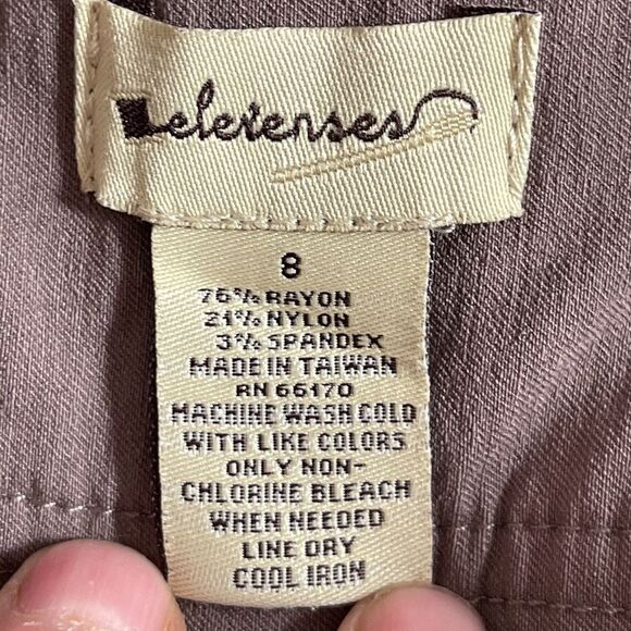 Anthro Elevenses Brown Nylon Blend Trousers Sz 8 - Picture 2 of 6